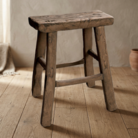 Tabouret et ottoman en bois antique pour salon