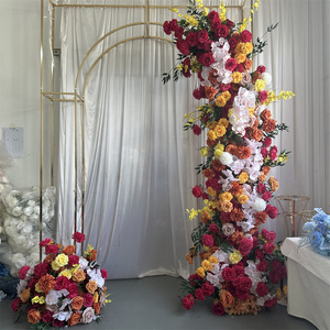 Arche florale IFG avec des fleurs tropicales de couleur fuchsia <span class=keywords><strong>rose</strong></span>, orange, <span class=keywords><strong>rose</strong></span> et hortensia pour la Pâques, la rentrée scolaire, le mariage, la décoration de fond - Product Image 2