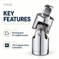 Adaptateur de douille à joint universel 1/4 pouce en acier CR-V pour clé à cliquet, accès angulaire