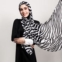 2025 zèbre imprimé modal rayonne écharpe Hijab doux respirant mince à larges bords Turban Long châle pour les femmes musulmanes