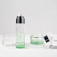 Ensemble cosmétique de luxe en verre avec couvercle argenté, flacons pompe 40/100/120 ml, pots à crème 30/50 g pour hommes et femmes, soins de la peau