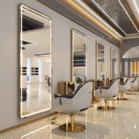 Offre spéciale Miroir mural à LED pour salon de coiffure Bureau de coiffeur simple avec lumière pour meubles de salon Miroir de coiffure