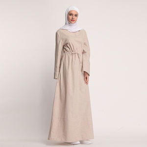 Neues Modisches Damen Freizeitkleid in Übergröße, Elegantes, Lockeres, Langärmeliges Abaya-Kleid mit Taillenband und Streifen für Club oder als muslimische Kleidung - Product Image 2