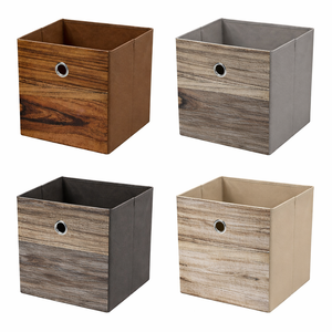 Caja de Almacenamiento con Aspecto de Madera, Organizador Plegable de Tela, <span class=keywords><strong>Cubo</strong></span> de Almacenamiento Plegable para Apartamentos, Compatible con Estantes de 13 Pulgadas con Textura de Madera - Product Image 2
