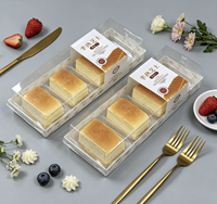 Boîte d'emballage pliable pour cheesecake au four en PET transparent à trois compartiments, conteneur rectangulaire jetable pour desserts