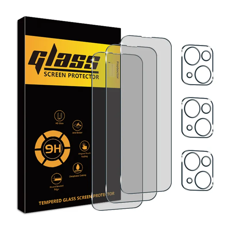 3 gói chống Spy Glass 9H và ống kính máy ảnh Tempered Glass Đối với iPhone 15 14 13 Pro Max Glass bảo vệ màn hình