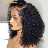 Perruques Courtes Bob Frisées Kinky 100% Cheveux Humains, Vente en Gros, Perruques Bob Frontales HD Sans Colle 13x4 pour Femmes Noires