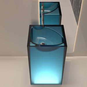 อ่างล้างหน้ารูปคอลัมน์โปร่งใสและเรืองแสงห้องน้ำคริสตัลตั้งพื้นห้องน้ำห้องนอนมีศิลปะวิลล่า - Product Image 5