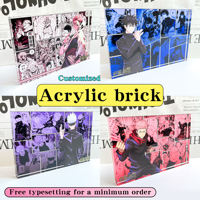Vente en gros Transparent 20MM Impression UV personnalisée Anime Cartoon Acrylique Brique Artisanat en plastique pour cadeaux d'anniversaire