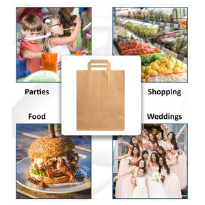 <span class=keywords><strong>Precio</strong></span> de fábrica Restaurante Marrón Moda para llevar Sándwich Comestibles Pastel Embalaje Sos Kraft Bolsas de papel marrones grandes con asas - Product Image 4