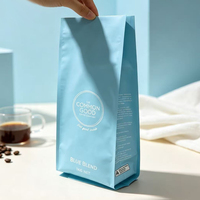 Sachet d'emballage en aluminium à soufflet latéral avec logo personnalisé, résistant à l'humidité, pour 1 kg de grains de café ou de poudre de café, vente en gros
