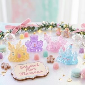 Breloques en résine B2B en gros, château de gelée pastel rêveuse, succulentes, pour terrarium DIY, art miniature de jardin féerique qui brille dans le noir - Product Image 1