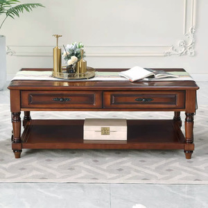 โต๊ะกาแฟไม้จริงสไตล์อเมริกัน Aoga Furniture รุ่น 991 พร้อมลิ้นชักเก็บของสำหรับห้องนั่งเล่น - Product Image 2