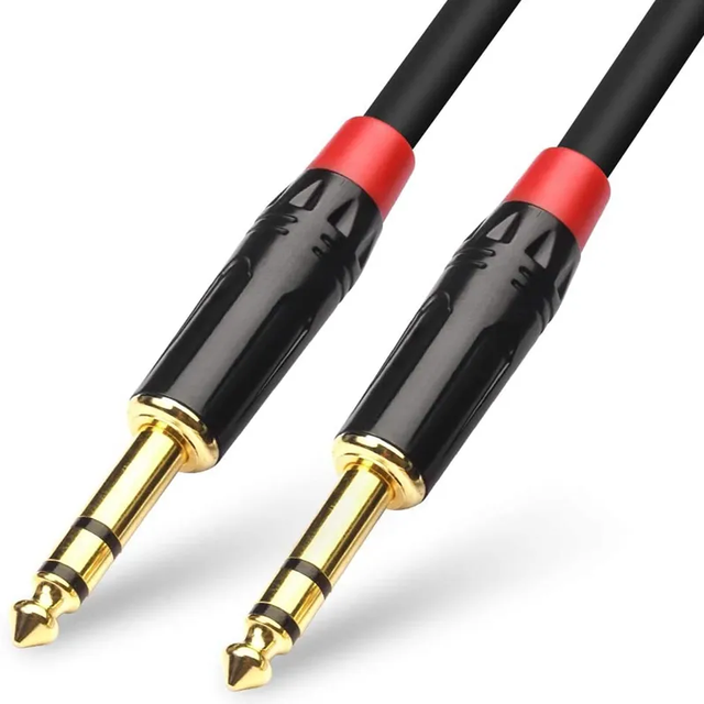 Electric Guitar TRS Stereo Audio Cable 6.35mm (1/4) PVC Plastic Black 2-Year Warranty for Mandolin Bass Amplifier