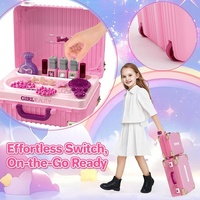 Ensemble de jeu de simulation de coiffeuse pour enfants avec valise, éclairage et miroir
