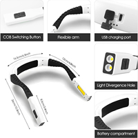 Lampe de lecture pour le cou, pour lire au lit, rechargeable par USB-C, lampe de lecture mains libres avec bras flexibles, 3 modes de couleur pour les voyages