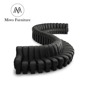 Canapé en cuir créatif de forme spéciale, design italien, arc serpentin, salon, hôtel, canapé modulaire central - Product Image 2