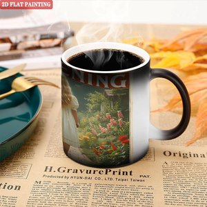 Mug en céramique noir givré de 11 oz, tasse sensible à la chaleur pour sublimation, design jardinage - Product Image 5