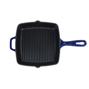 Enameled Cast Iron Color Square Non-Stick <strong>Grill</strong> <strong>Pan</strong> with BBQ Ribs for Outdoor Cooking - Product Image 2