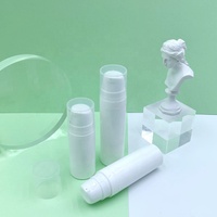 Flacon pompe sans air en plastique PP personnalisé, rond, blanc, de luxe, vide, 10 ml, 15 ml, 20 ml, avec couvercle, pour crème et lotion de soin de la peau