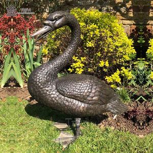 屋外金属アンティークペアカップルブラックキャストブロンズスワン彫刻像 - Product Image 4