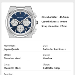 Relojes Megir 8402 para Hombre, Reloj de Cuarzo de Acero Inoxidable de Lujo, Resistente al Agua 5 ATM - Product Image 5