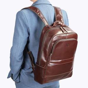Sac à dos pour ordinateur portable en cuir véritable vintage Customniucunzh, grande capacité, imperméable, sac à dos de voyage pour homme, sac à dos en cuir - Product Image 3