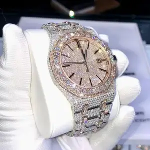 도매 스포츠 다이아몬드 손목 시계 럭셔리 남성 여성 모이사나이트 시계 자동 기계식 시계 아이스 아웃 시계