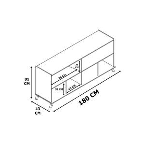 Modern 180cm Atlantic <b>Pine</b> 4-Door Console Table Bar Cabinet <b>TV</b> <b>Stand</b> for Living Room - Product Image 3
