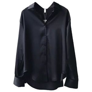 Best Quality <strong>Women</strong> Vintage Button up Satin <strong>Shirt</strong> Silk Fashion Office Ladies Elegant <strong>Shirt</strong> Blouse <strong>White</strong> Long Sleeve <strong>Shirts</strong> Tops - Product Image 4