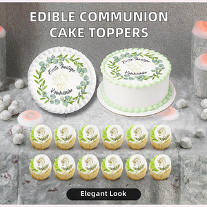 Feuille de papier comestible élégante pour décoration de gâteau de communion, confirmation, baptême, anniversaire (6-8 ans), mariage et fête - Product Image 2