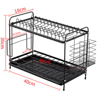 Égouttoir à vaisselle moderne en acier inoxydable/fer à trois niveaux avec support pour baguettes et égouttoir à vaisselle sous évier, grande capacité