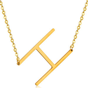 Collana con Ciondolo Geometrico in Acciaio Inossidabile Placcato Oro 18K, Collana Minimalista con Catena A-Z per Donne - Product Image 1