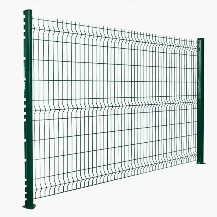 Paneles de malla de alambre soldado curvo para exteriores, color negro y verde, 3D