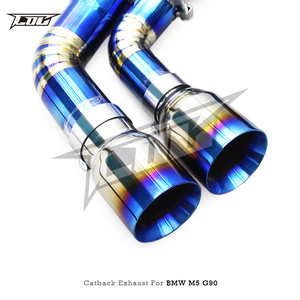 Tubos de Escape de Titanio Boska para M5/M6 G90/G99 LCI 4.4T 2024-2025, Silenciador Catback Valvetronic con Puntas Azules Quemadas - Product Image 5