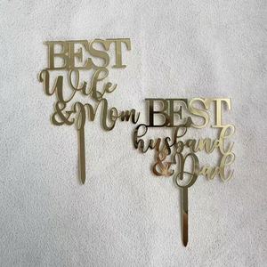 Nouvelle Décoration de Gâteau Tendance Ins : Joyeux Anniversaire <span class=keywords><strong>Maman</strong></span> et Papa – Présentoir à Gâteau en Acrylique avec Lettres Anglaises – Topper de Gâteau Joyeux Anniversaire à Insérer - Product Image 3