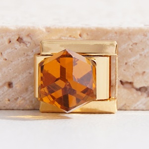 Trendy Italian Charm <b>Bracelet</b> with <b>Crystal</b> and Rhinestone Gold Plated Unisex Gift - Product Image 3