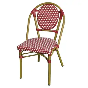 Bahçe mobilyaları reçine Rattan sandalye hasır alüminyum yemek sandalyesi veranda köy fransız bambu sandalye