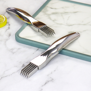 Kitchen Fruit & Vegetable Tools Accessories Manual Stainless Steel Multifunction Green Onion Slicer Knife with Plastic Cover - Product Image 1