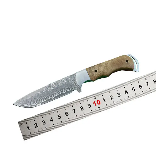 OEM הפופולרי ביותר ציד סכין להב קבוע הישרדות סכין דמשק להב סכין עם צל עץ ידית