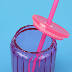 16oz Gradient Color Glass Drinkware Sublimation Party Cups for Students & Couples Includes for Coke <b>Straws</b> - Product Image 4