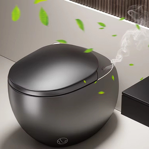 Toilette intelligente automatique à nettoyage automatique de haute qualité, couleur orange gris, siège chauffant intégré, siphon en S, télécommande - Product Image 5