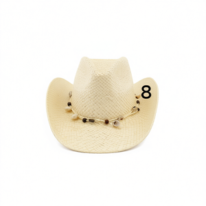 Chapeau de cowboy artisanal pour homme Angelina, 58-60 cm, décoration de perles en bois, décontracté, printemps-été - Product Image 3