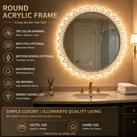 Miroir de salle de bain LED intelligent rond avec cadre doré, miroir mural pour vanité avec commande tactile et éclairage frontal à intensité réglable