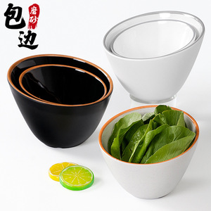 ชุดชามเมลามีน 3 ชิ้น สีดำขาวขอบสีส้ม สำหรับเสิร์ฟผักในครัวเรือน - Product Image 1