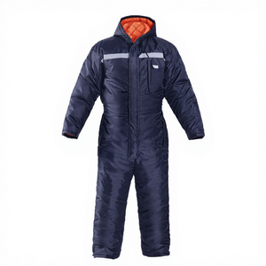 Combinaison de travail d'hiver unisexe en microfibre bleu marine avec doublure orange, bandes réfléchissantes, isolation thermique, imperméable, sécurité - Product Image 3