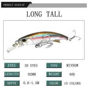 Kingdom — leurre méné coulant de type wobbler, appât artificiel lourd idéal pour la pêche au <span class=keywords><strong>brochet</strong></span> ou en eau salée, nouveau modèle, 92mm, 40g - Product Image 3