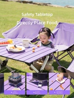 Table de camping pliable portable en acier au carbone violet pour glamping, pique-nique, plage, voyage en voiture, jardin et barbecue