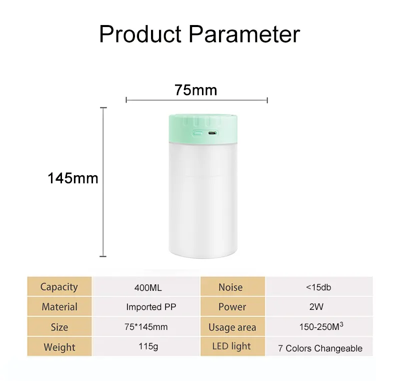 OEM Best Price Mini Wireless Rechargeable USB Aroma Diffuser Essential Oil humidifier Ultrasonic Portable Electric Aroma Diffuse
