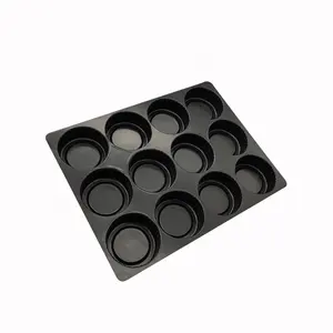 Black 12 Cavities Mini Muffin Cup Cake Plastic Tray